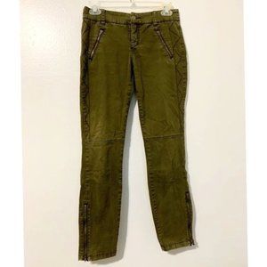 Anthropologie Pilcro and the Letterpress Jeans Green Moto Ankle Zip 28x26
